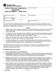 DOT Form 224-301 Utility Preliminary Engineering Agreement - Work by Wsdot - Utility Cost - Washington