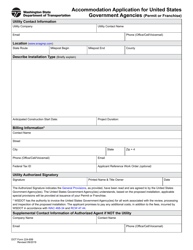 Document preview: DOT Form 224-699 Accommodation Application for United States Government Agencies (Permit or Franchise) - Washington