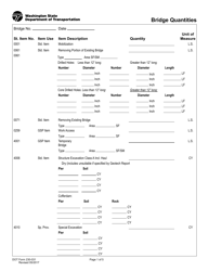 Document preview: DOT Form 230-031 Bridge Quantities - Washington