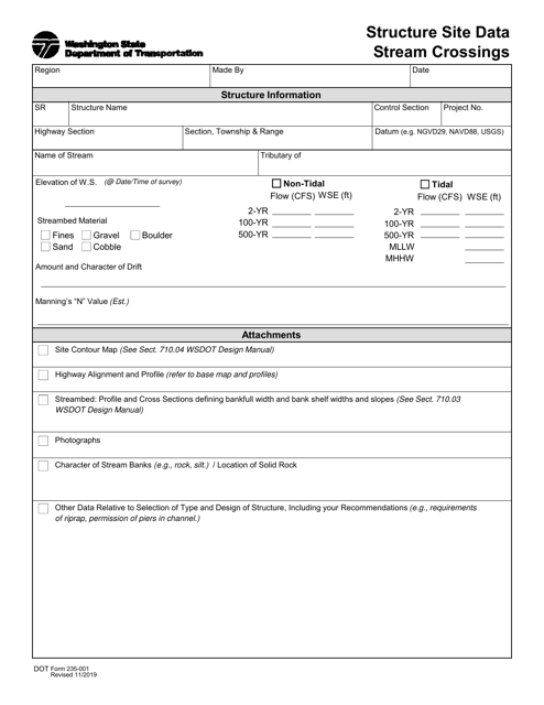 DOT Form 235-001  Printable Pdf