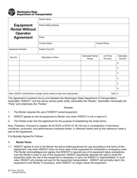 Document preview: DOT Form 224-720 Equipment Rental Without Operator Agreement - Washington