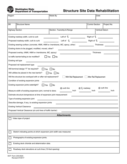 DOT Form 235-002A  Printable Pdf
