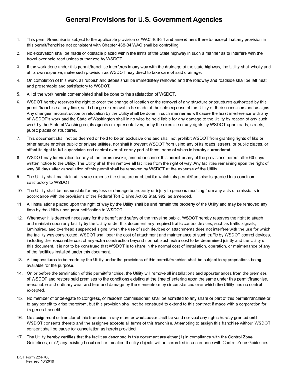 DOT Form 224-700 General Permit Application for U.S. Government Agencies - Washington, Page 3