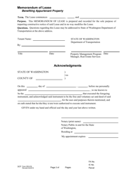 DOT Form 263-016 Memorandum of Lease - Benefiting Appurtenant Property - Washington, Page 2