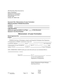 Document preview: DOT Form 263-018 Memorandum of Lease Termination - Washington