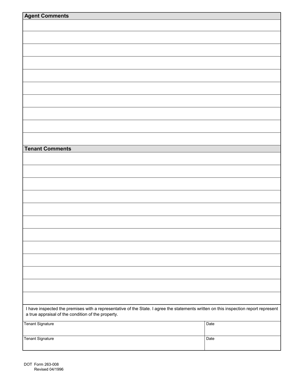DOT Form 263-008 Residential Property Inspection - Washington, Page 2