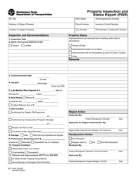 Document preview: DOT Form 263-007 Property Inspection and Status Report (Pisr) - Washington
