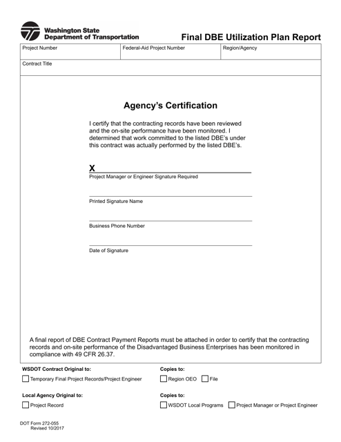 DOT Form 272-055  Printable Pdf