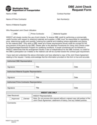 DOT Form 272-053 Dbe Joint Check Request Form - Washington