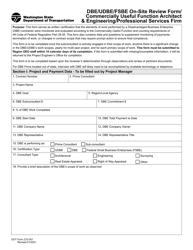 Document preview: DOT Form 272-051 Dbe/Udbe/Fsbe on-Site Review Form/Commercially Useful Function Architect & Engineering/Professional Services Firm - Washington