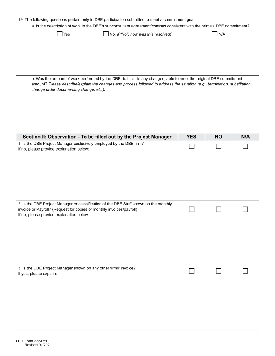 DOT Form 272-051 Dbe / Udbe / Fsbe on-Site Review Form / Commercially Useful Function Architect  Engineering / Professional Services Firm - Washington, Page 2