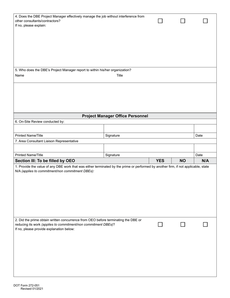 DOT Form 272-051 Dbe / Udbe / Fsbe on-Site Review Form / Commercially Useful Function Architect  Engineering / Professional Services Firm - Washington, Page 3