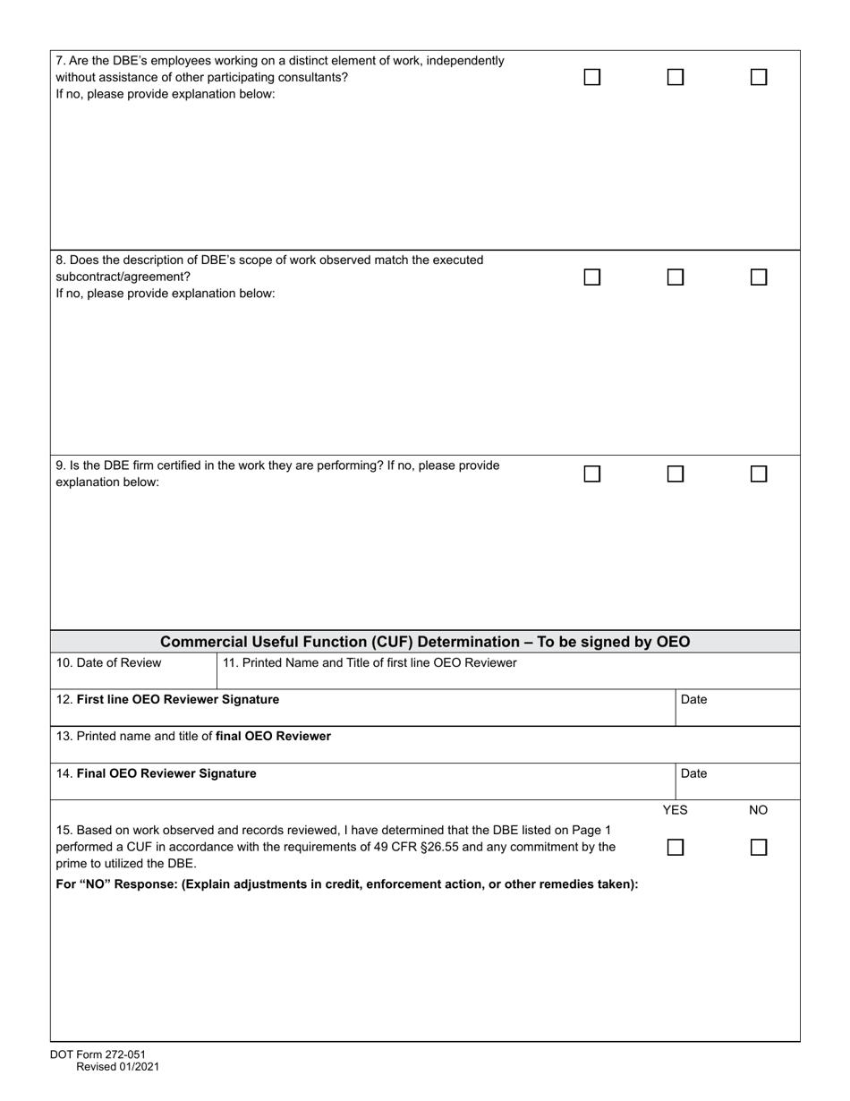 DOT Form 272-051 Dbe / Udbe / Fsbe on-Site Review Form / Commercially Useful Function Architect  Engineering / Professional Services Firm - Washington, Page 5