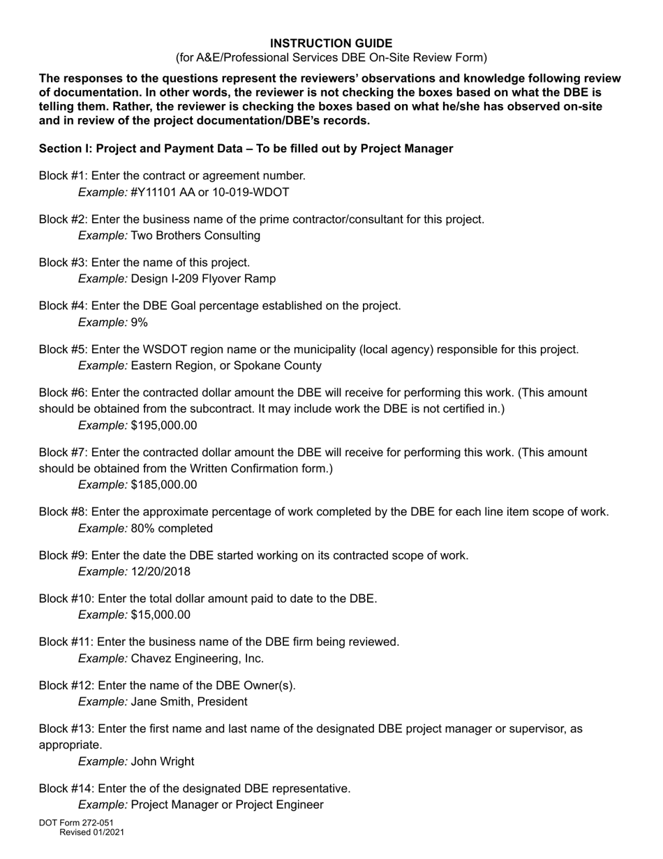 DOT Form 272-051 Dbe / Udbe / Fsbe on-Site Review Form / Commercially Useful Function Architect  Engineering / Professional Services Firm - Washington, Page 6