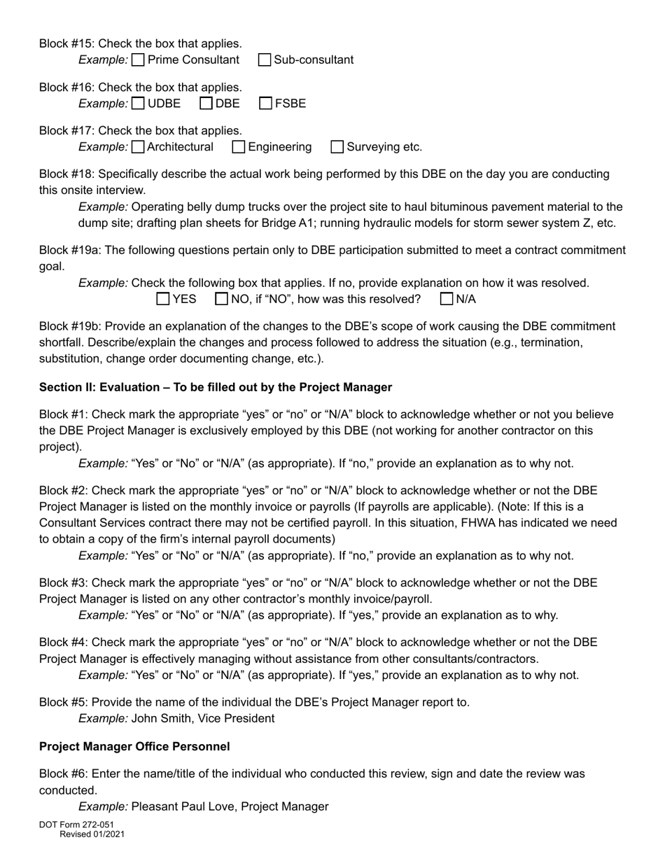 DOT Form 272-051 Dbe / Udbe / Fsbe on-Site Review Form / Commercially Useful Function Architect  Engineering / Professional Services Firm - Washington, Page 7