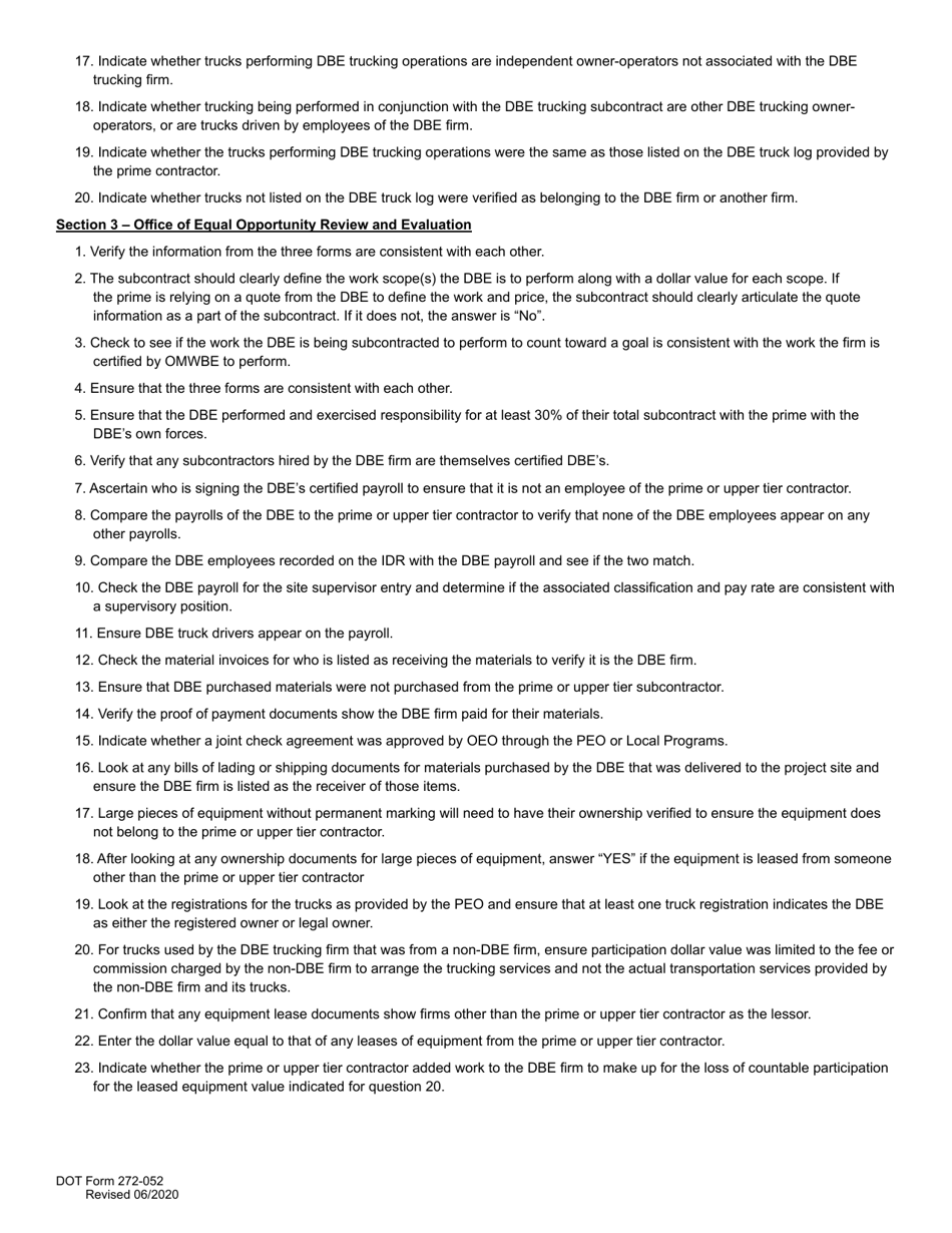 DOT Form 272-052 Dbe / Udbe / Fsbe Commercially Useful Function on-Site Review for Construction Contractors / Subcontractors - Washington, Page 15