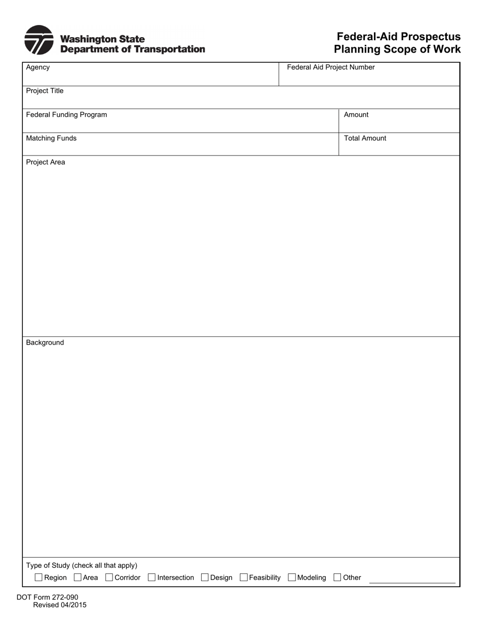 DOT Form 272-090 Federal-Aid Prospectus Planning Scope of Work - Washington, Page 1