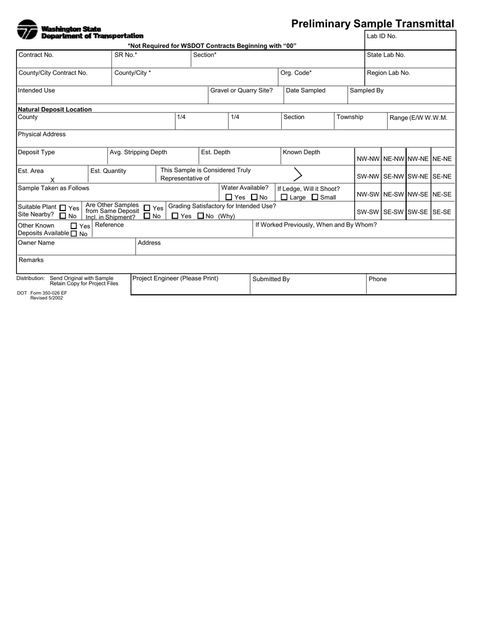 DOT Form 350026 Download Fillable PDF or Fill Online Preliminary
