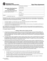 Document preview: DOT Form 350-011 Sign Shop Agreement - Washington