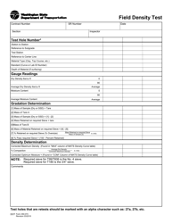 Document preview: DOT Form 350-074 Field Density Test - Washington