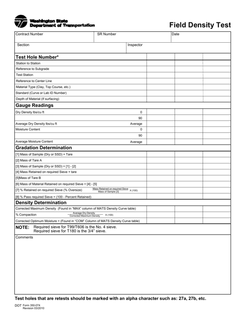 DOT Form 350-074  Printable Pdf