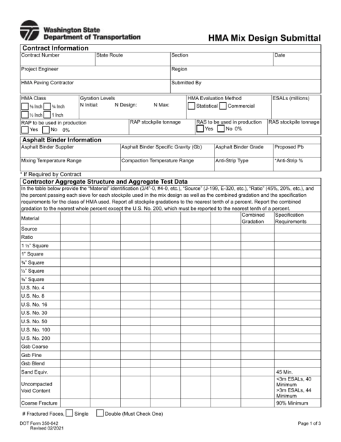 DOT Form 350-042  Printable Pdf