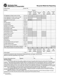 Document preview: DOT Form 350-075 Recycled Materials Reporting - Washington