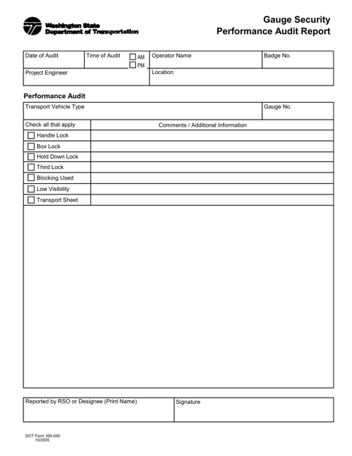 DOT Form 350-045  Printable Pdf