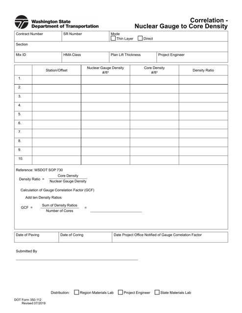 DOT Form 350-112  Printable Pdf