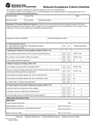 Document preview: DOT Form 350-120 Reduced Acceptance Criteria Checklist - Washington