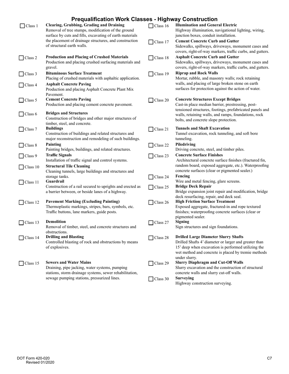 DOT Form 420-020 Small Works Questionnaire - Washington, Page 7