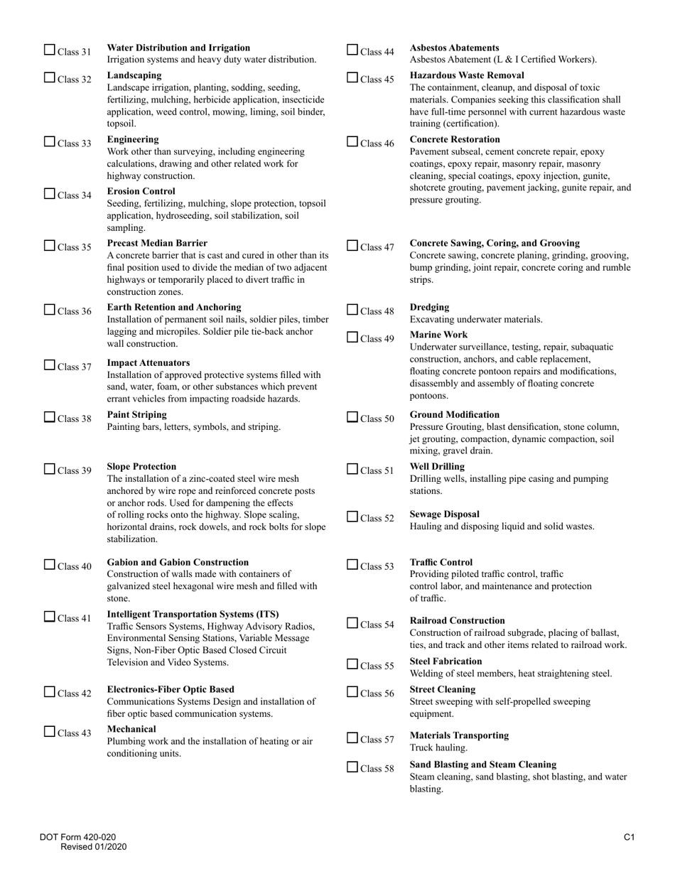 DOT Form 420-020 Small Works Questionnaire - Washington, Page 8