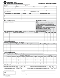 DOT Form 422-004 Inspector&#039;s Daily Report - Washington, Page 2