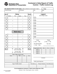 Document preview: DOT Form 421-040B Contractor's Daily Report of Traffic Control - Traffic Control Log - Washington