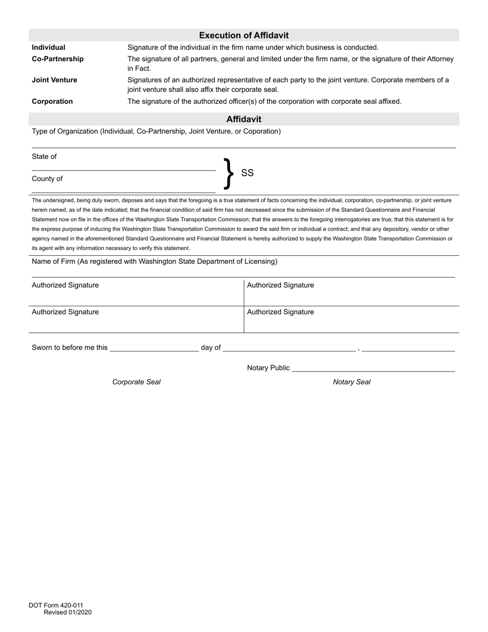 DOT Form 420-011 Supplemental Questionnaire - Washington, Page 6
