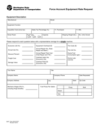Document preview: DOT Form 422-010 Force Account Equipment Rate Request - Washington