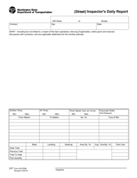 DOT Form 422-004B Inspector&#039;s Daily Report - Diary (Street) - Washington, Page 2