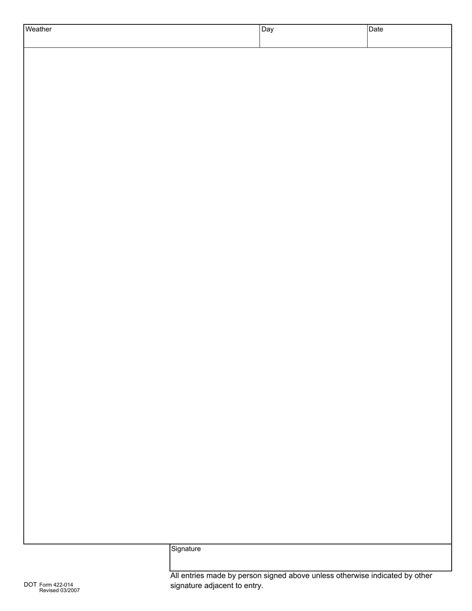 DOT Form 422-014 Construction Project Diary - Washington, Page 4