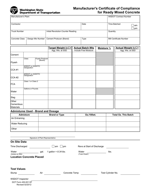 DOT Form 450-001  Printable Pdf