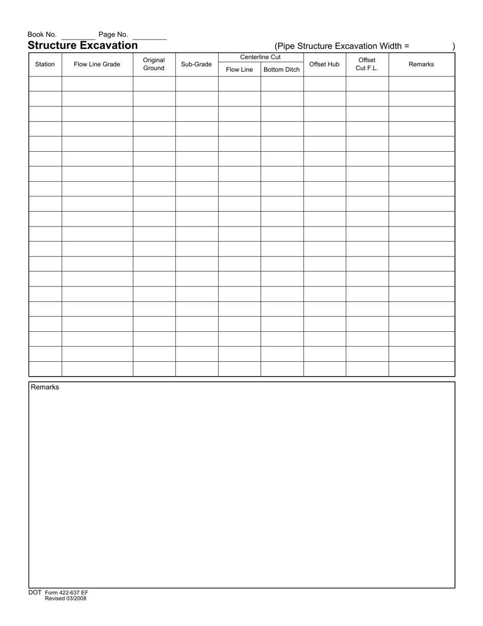 DOT Form 422-637 Field Note Record for Drainage - Washington, Page 2