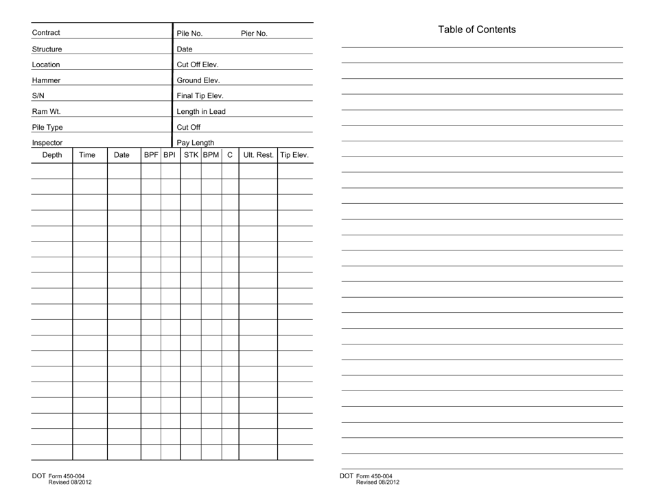 DOT Form 450-004 Pile Book - Washington, Page 3
