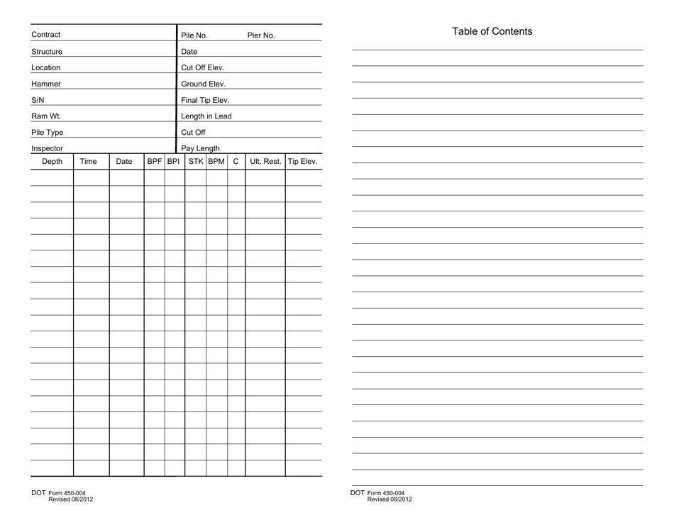 DOT Form 450-004 Pile Book - Washington, Page 5