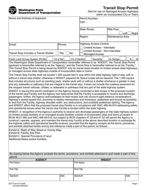 DOT Form 510-006  Printable Pdf