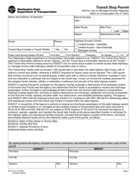 DOT Form 510-006 Transit Stop Permit - Washington