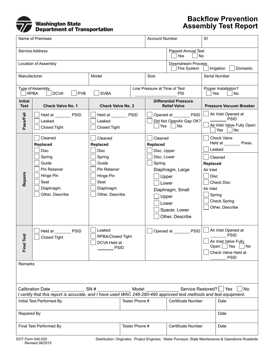 DOT Form 540-020 - Fill Out, Sign Online and Download Fillable PDF ...