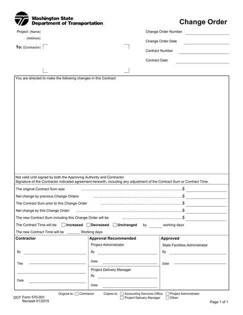 DOT Form 570-001 Change Order - Facilities - Washington