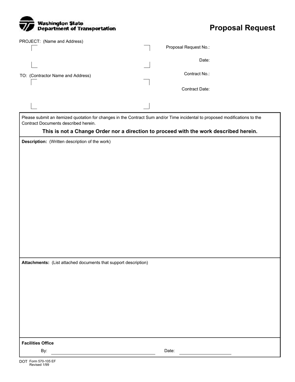 DOT Form 570-105 Proposal Request - Washington, Page 1