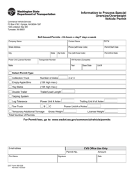 Document preview: DOT Form 560-029 Information to Process Special Oversize/Overweight Vehicle Permit - Washington