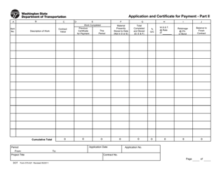 Document preview: DOT Form 570-021A Part II Application and Certificate for Payment - Fhwa Funded Project - Washington