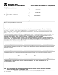 Document preview: DOT Form 570-100 Certificate of Substantial Completion - Washington